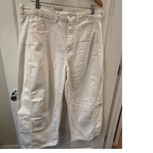 Pilcro White Denim Barrel Wide Leg Pants Womens High Rise Cotton ~ SZ 32 (12)